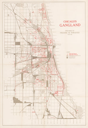 Map of Chicago's Gangland by Frederic M Thrasher, 1927 - Fine Print Reproduction
