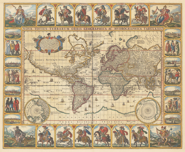 Renaissance World Map:  Nova Totius Terrarum Orbis Geographica ac Hydrographica Tabula By: Claes Janszoon Visscher, 1652 