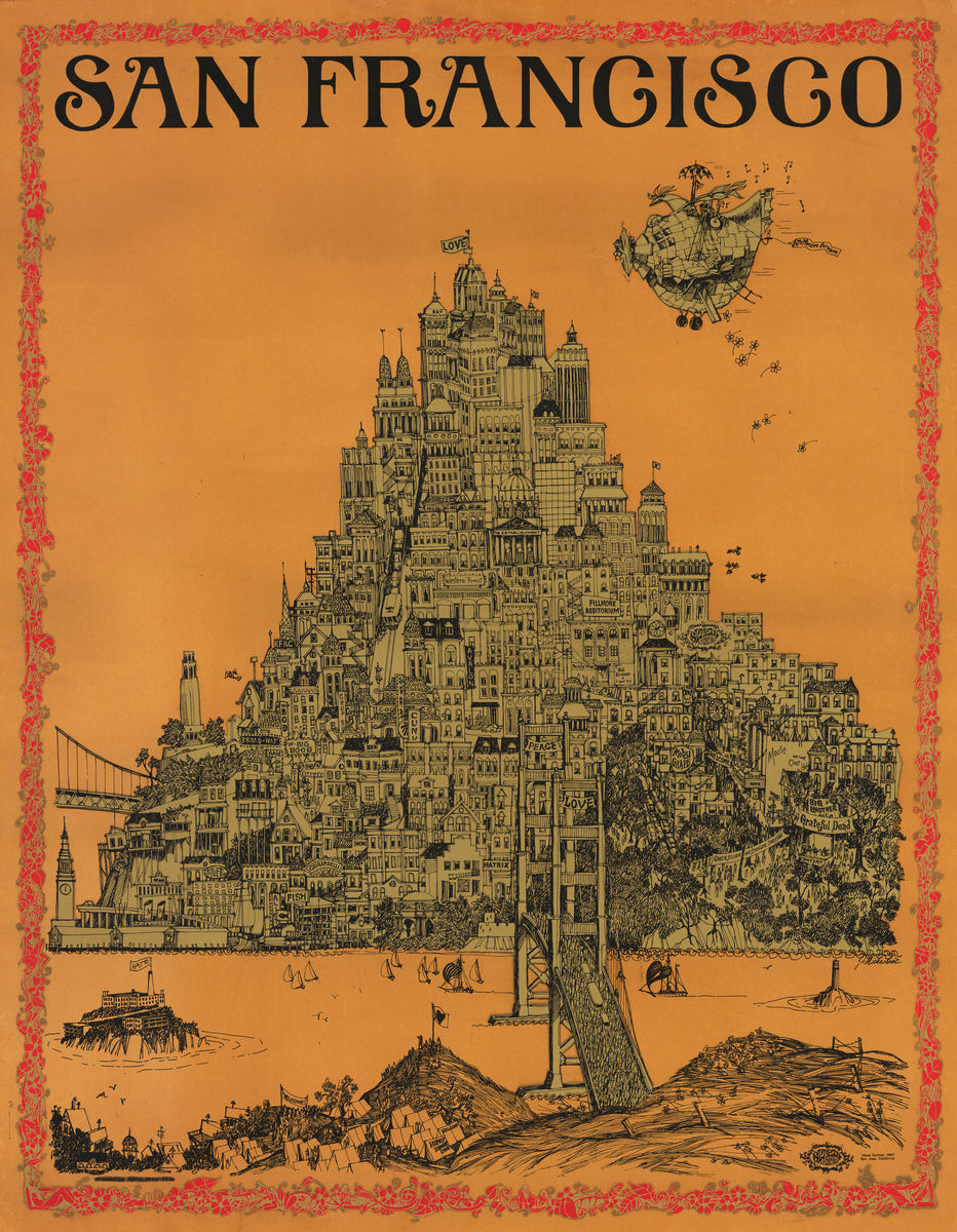 View of San Francisco by David Schiller, 1968 : theVintageMapShop