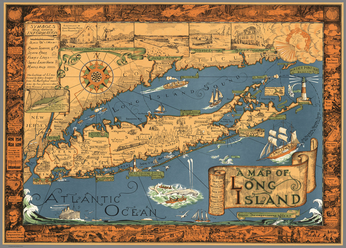 A Map of Long Island By: Courtland Smith, 1933 / 1961 – the