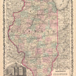 Load image into Gallery viewer, Vintage Map Print: Johnson's Illinois, 1861