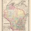 Load image into Gallery viewer, Vintage Map Print of Wisconsin by: Joseph H. Colton, 1856