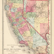 Load image into Gallery viewer, Vintage Map Print of Nevada and California by: Warner & Beers, 1872