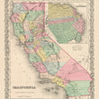 Load image into Gallery viewer, Vintage Map Print of California and San Francisco by: Colton, 1856