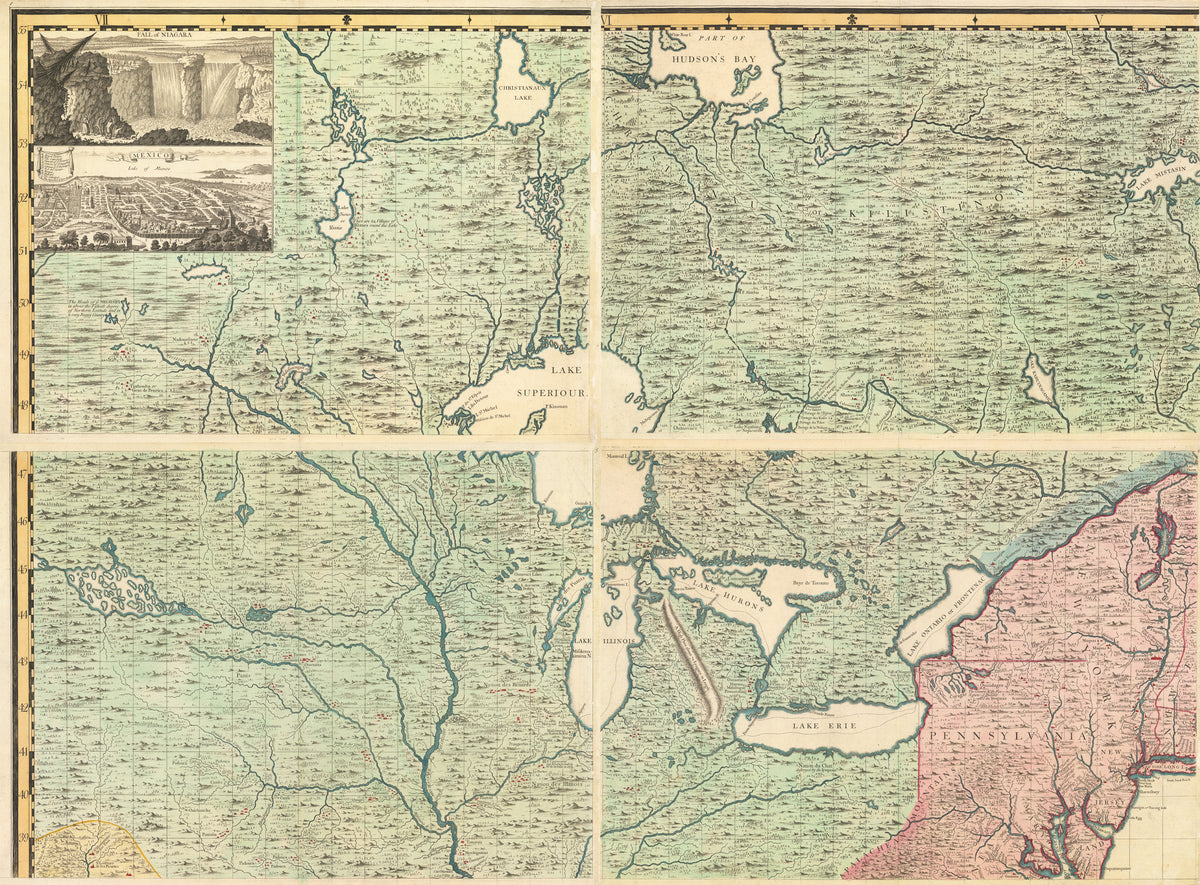 The key sheet to Henry Popple's landmark map of North