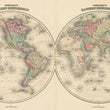 Load image into Gallery viewer, Vintage Map Print: Johnson's Western Hemisphere / Eastern Hemisphere, 1861