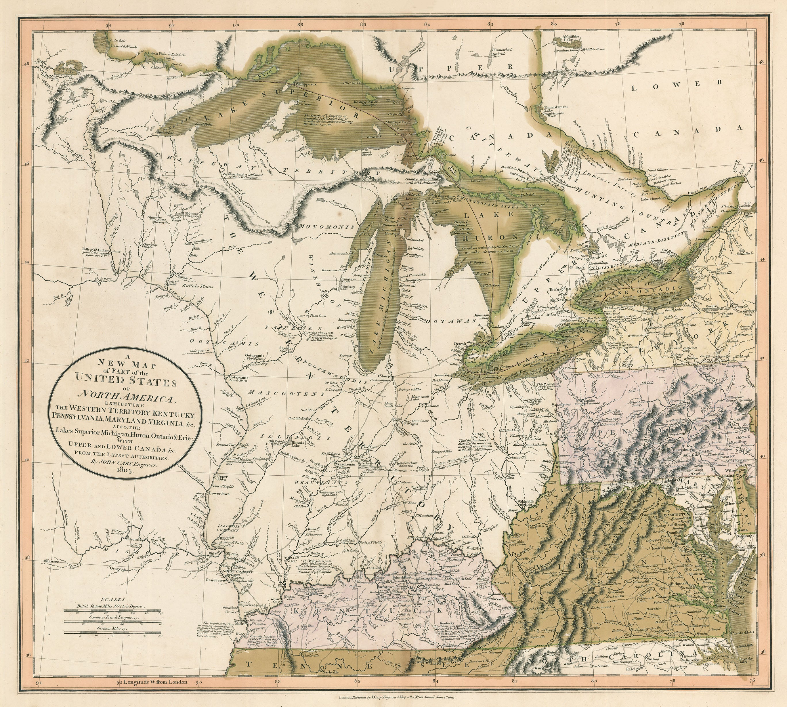 1805 Map of Part of the United States of North America, Exhibiting the ...