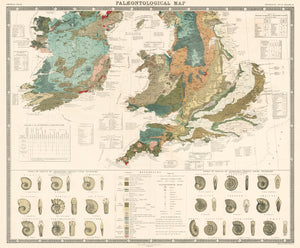 1856 Geological and Paleontological Map of the British Isles