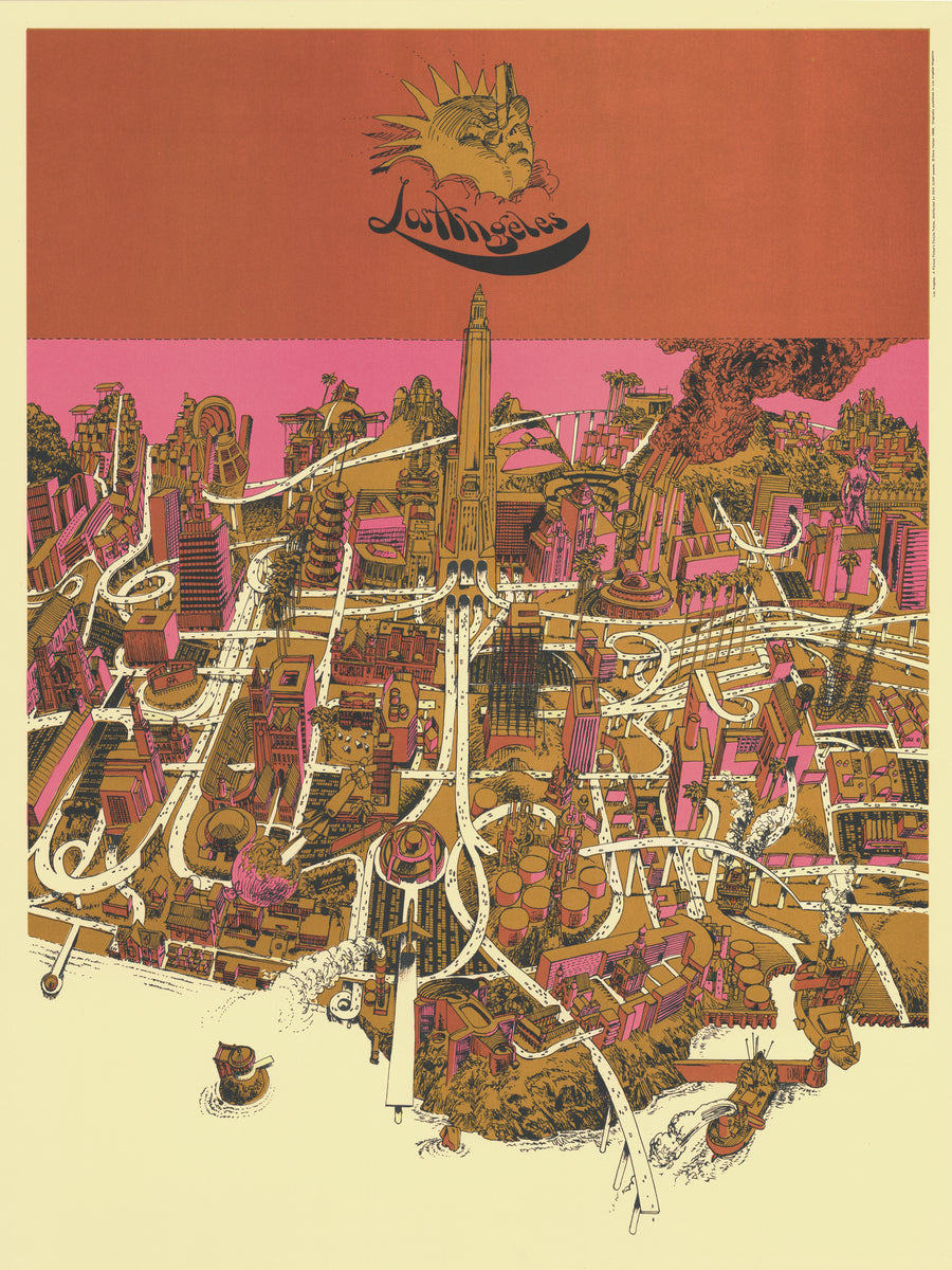 Vintage Map of Los Angeles By: Gene Holton, 1968