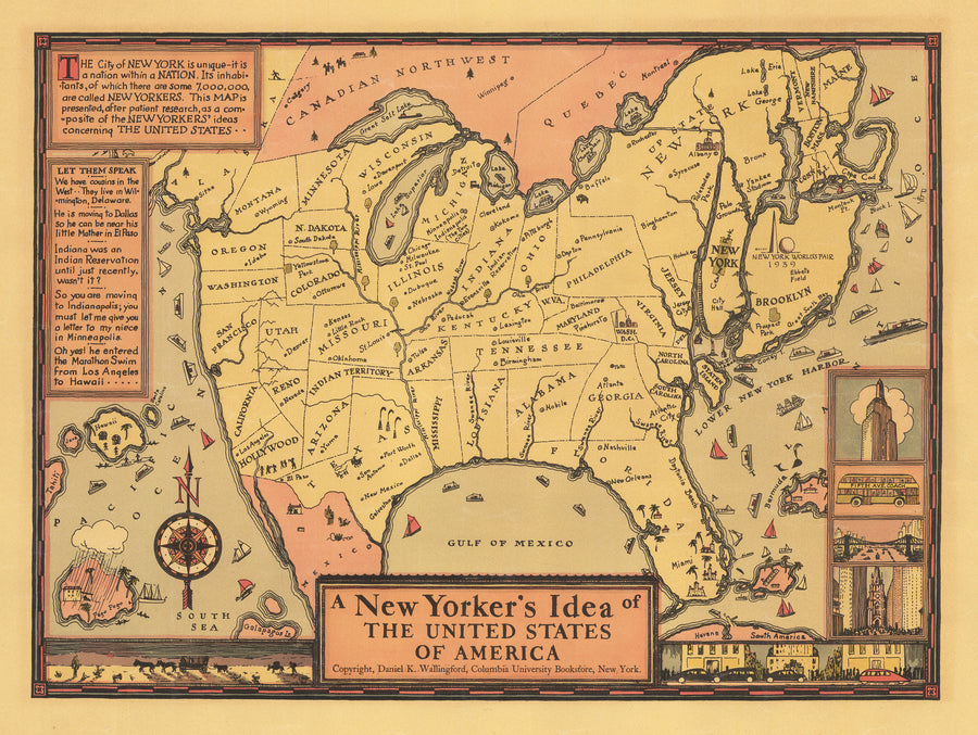 1939 A New Yorker's Idea of the United States of America