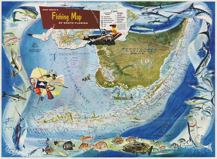  Russ Smiley’s Fishing Map of South Florida 1970