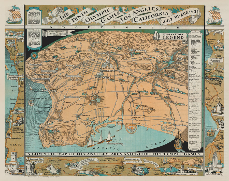 Olympic Map of Los Angeles from the 10th Olympic Games in 1932 by: Mary Hall-Atwood 