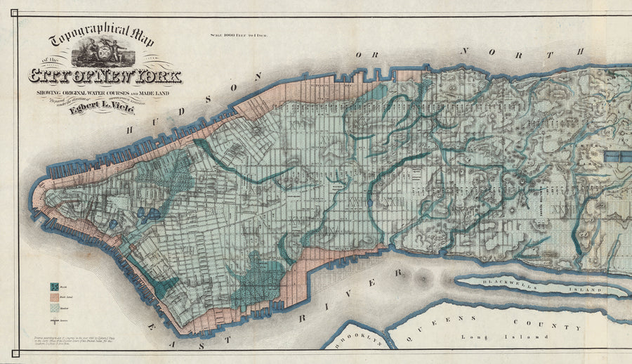 1865 Topographical Map of the City of New York...