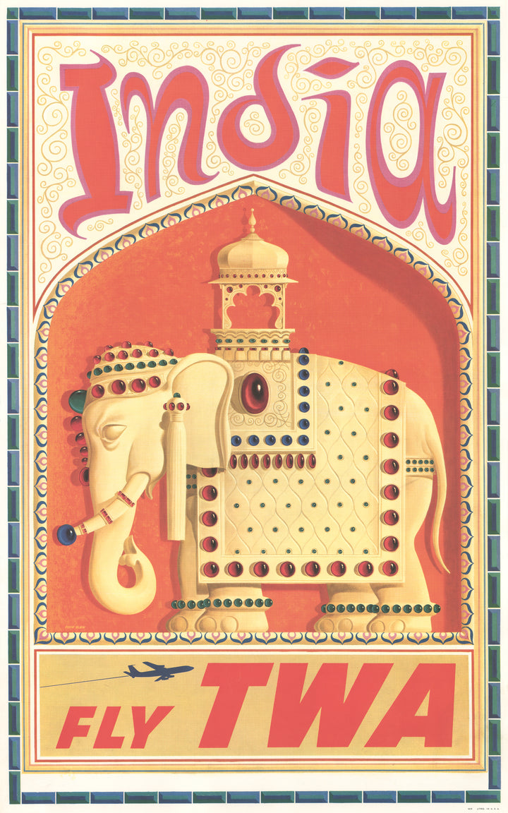 Vintage Travel Poster I India: Fly TWA by: David Klein 