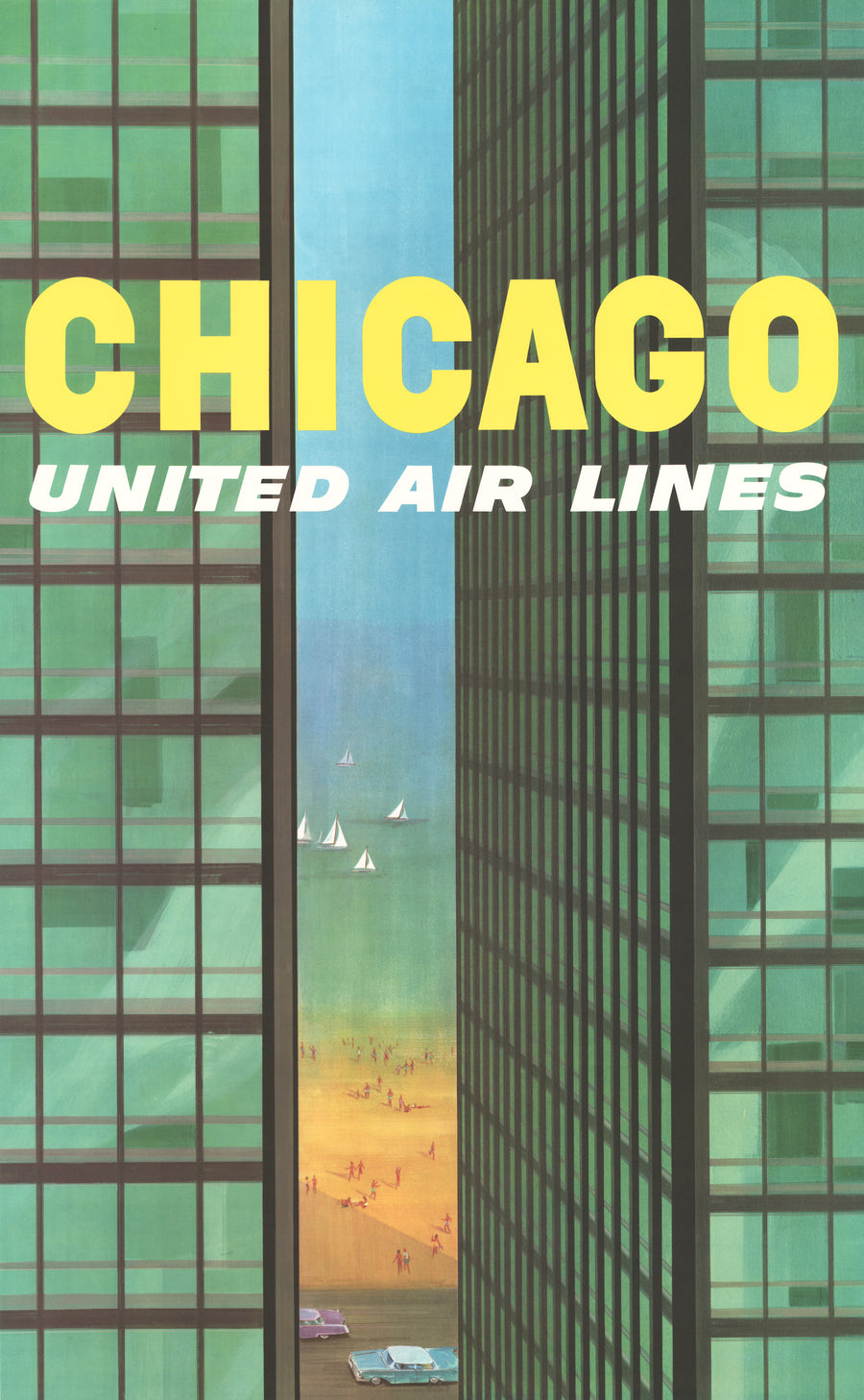 Vintage Travel Poster I Chicago: United Airlines by: Stan Galli