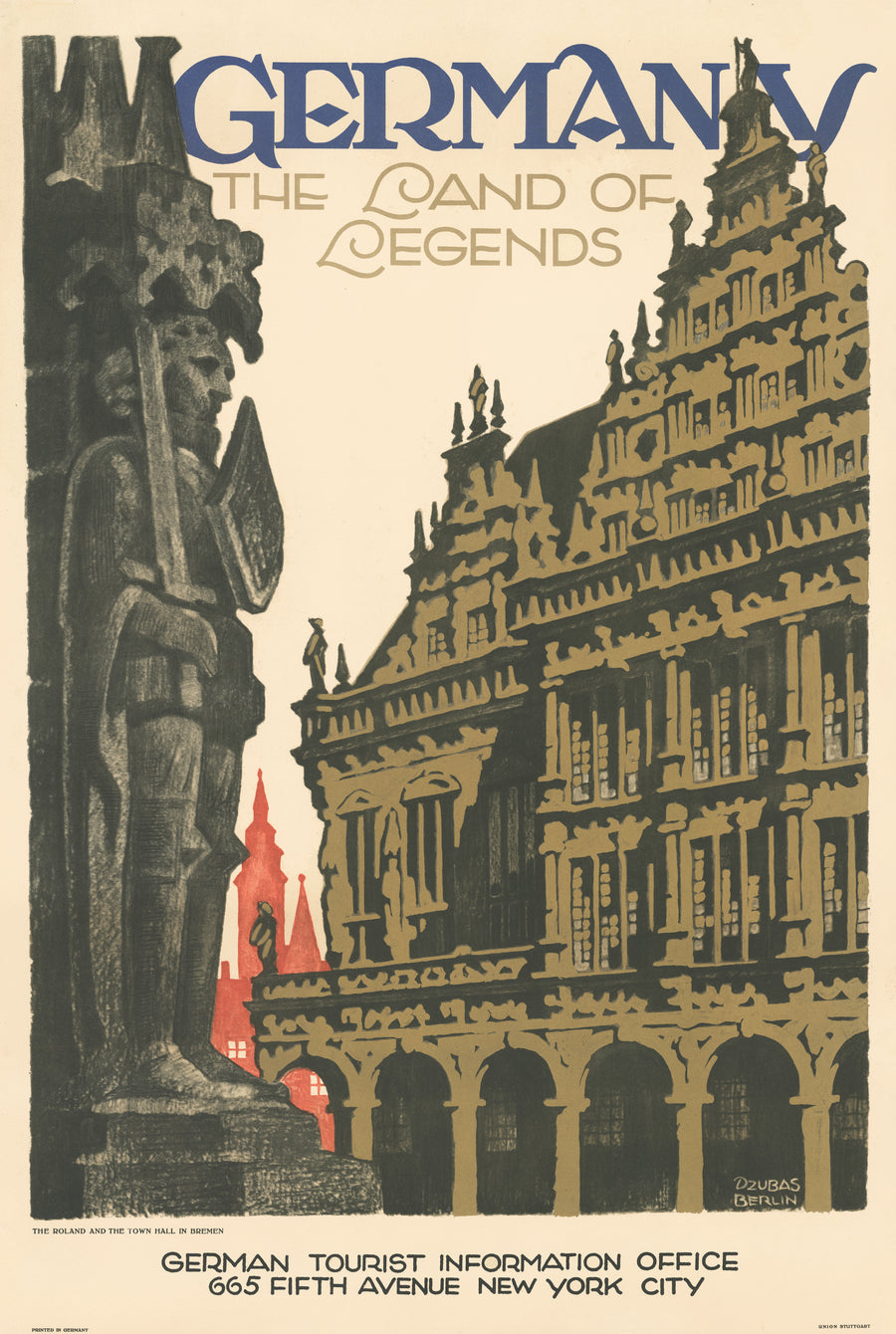 Vintage Travel Poster  Germany: The Land of Legends By: Friedel Dzubas