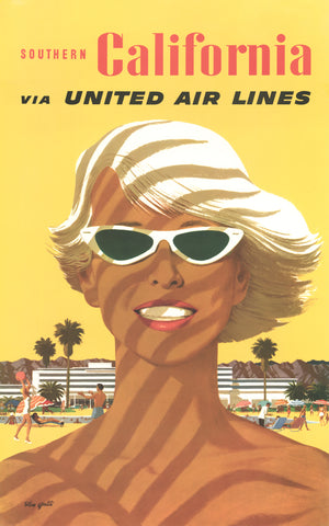 Vintage Travel Poster I California: Southern California for United Air Lines by: Stan Galli