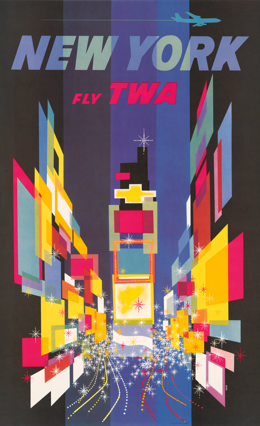 Vintage Travel Poster: New York: Fly TWA by: David Klein 