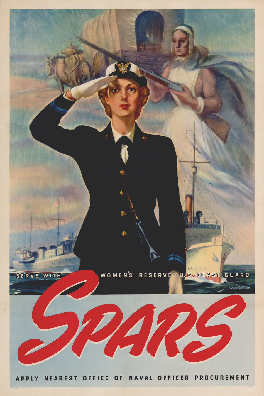 WWII Poster: SPARS - U.S. Coast Guard Women's Recruitment 1943