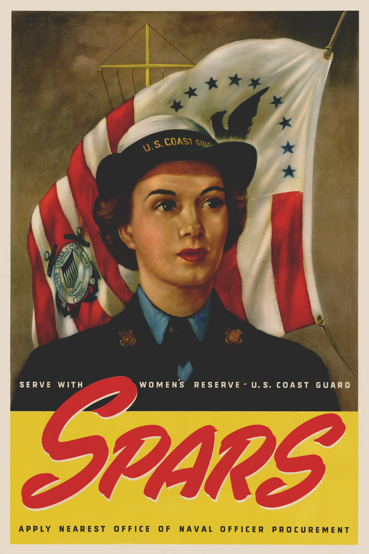 Vintage WWII Poster Reprint: Women's Coast Guard Recruitment 1943