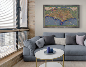 Chicago birds eye view world's fair apartment decor condo wall art vintage map