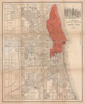 1871 R.H. McDonald’s Map of Chicago with a correct outline of the Great Fire...