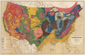Geologic Map of the United States 1873 - Vintage Map Reproduction