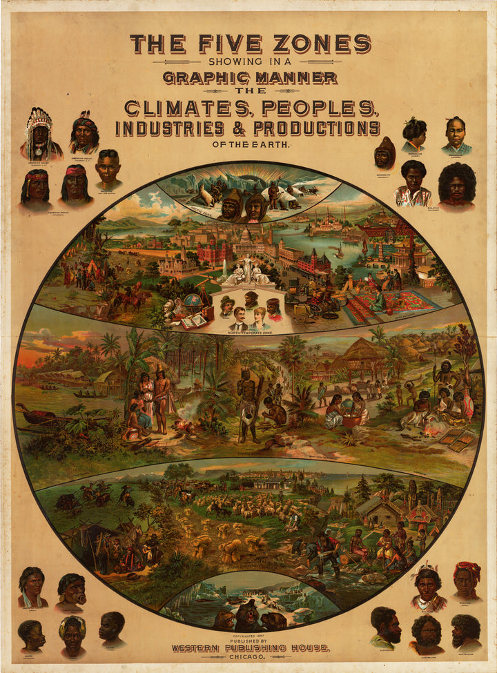The Five Zones Showing in a Graphic Manner the Climates, Peoples, Industries and Productions of the Earth By: Levi Walter Yaggy 1887