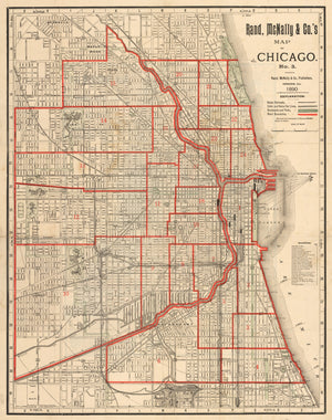 Vintage Map of Chicago by: Rand McNally, 1890
