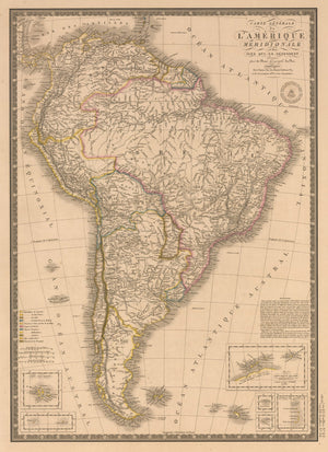 1826 Carte Generale de L’Amerique Meridionale et des Iles Qui En Dependent