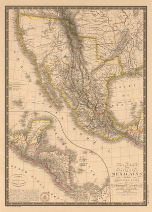 1826 Carte Generale des Etats Unis Mexicains et des Provinces-Unies De L’Amerique Centrale
