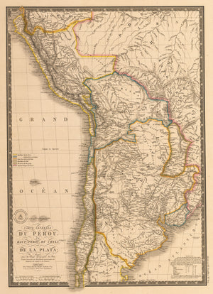 1826 Carte Generale du Perou du Haut-Perou, Du Chili et De La Plata…