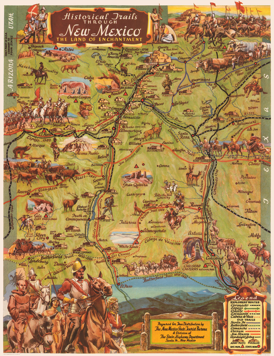 Historic Trails Through New Mexico The Land of Enchantment by: Wilfred H. Stedman, 1951