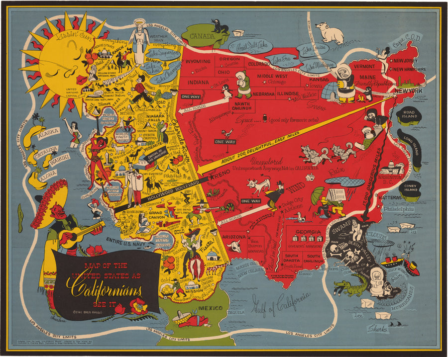 1947 Map of the United States as Californians See It