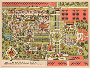 1948 Official Map Chicago Zoological Park
