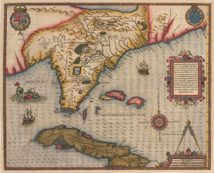Floridae Americae Provinciae Recens by: Le Moyne 1591 - Fine Print Reproduction