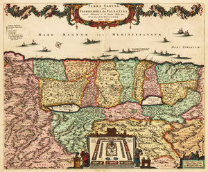 Vintage Map Reproduction of Terra Sancta by: Visscher 1666