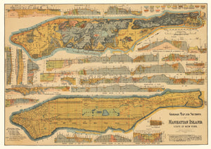 Geologic Map and Sections of Manhattan Island State of New York by: Leonard F. Grather, 1898