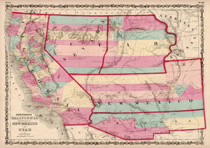 Johnson's California, Territories of New Mexico and Utah, 1862 - Fine Print Reproduction