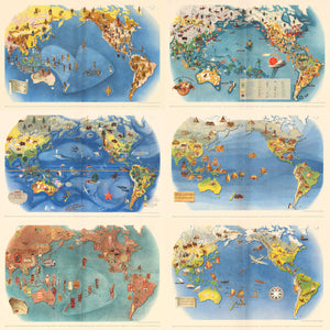 Pageant of the Pacific by: Miguel Covarrubias, 1940 - All Six Maps | FINE PRINT REPRODUCTION