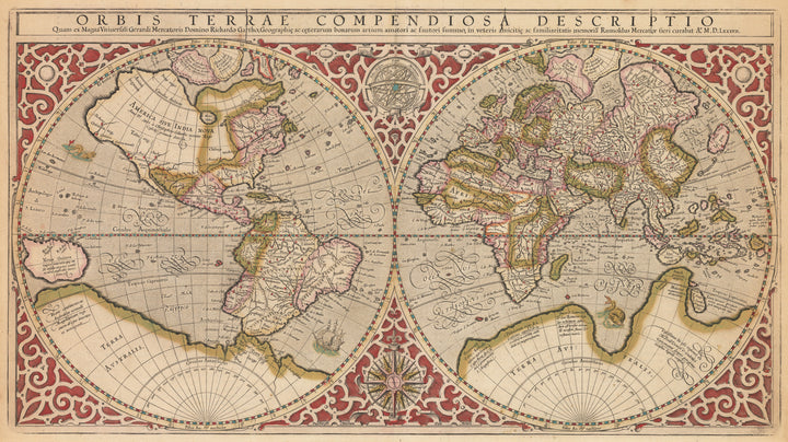 Orbis Terrae Compendiosa Descriptio by: Gerard Mercator, 1587 - Fine Print Reproduction