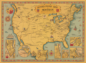 1926 Booklovers Map of America | A Chart of Certain Landmarks of Literary Geography