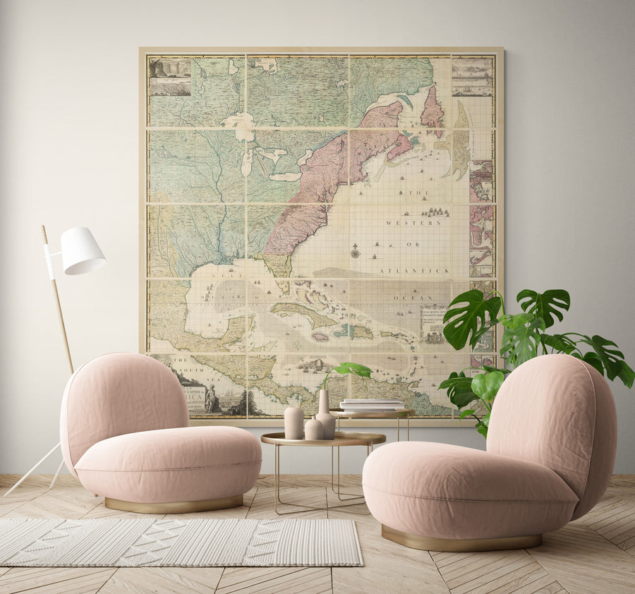 1733 A Map of the British Empire in America... | Fabric Adhesive Wall Mural
