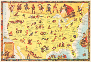 Fine Print Reproduction: Wild Bill Hickok Treasure Map of the United States, 1952