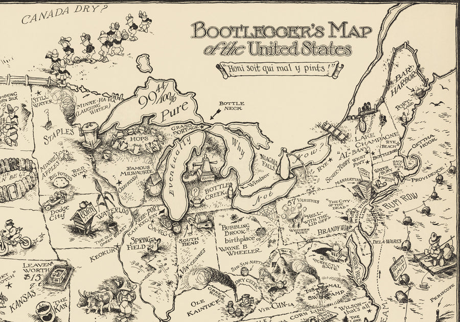 Fine Print Reproduction: Bootlegger's Map of the United States by: McCandlish, 1926