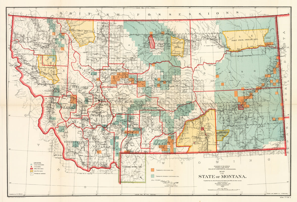 Historic Map of the State of Montana - Fine Print Reproduction – the ...