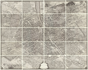 Turgot Plan of Paris | Plan de Paris commencé l'année 1734. By: Michel-Étienne Turgot & Louis Bretez, Date of Original: 1739 (published) Paris | This is a fine print wall covering of a monumental twenty sheet map of Paris that is widely considered to be one of the most impressive city views every created.