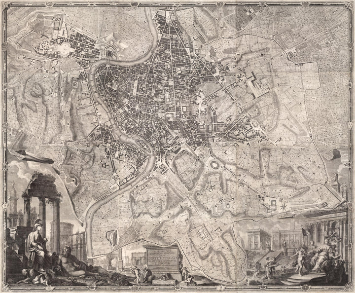 1748 Nolli Map of Rome - Original Color, Wall Covering
