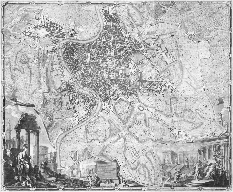 1748 Nolli’s Pianta Grande di Roma | Fabric Adhesive Wall Mural