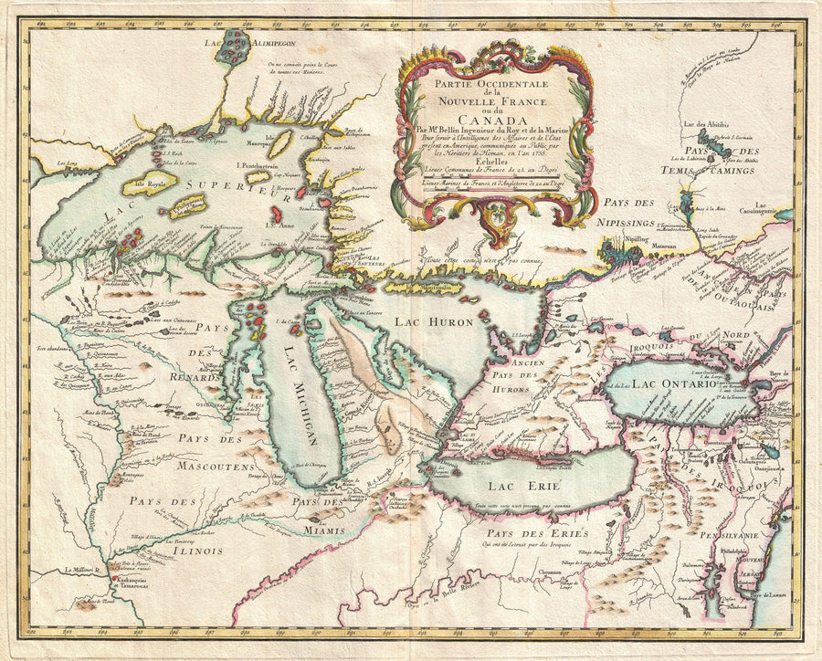 1755 Partie Occidentale de la Nouvelle France ou du Canada...